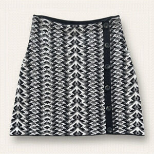 RACHEL Rachel Roy A-Line Skirt Geometric Pattern Black White Grey Sz S